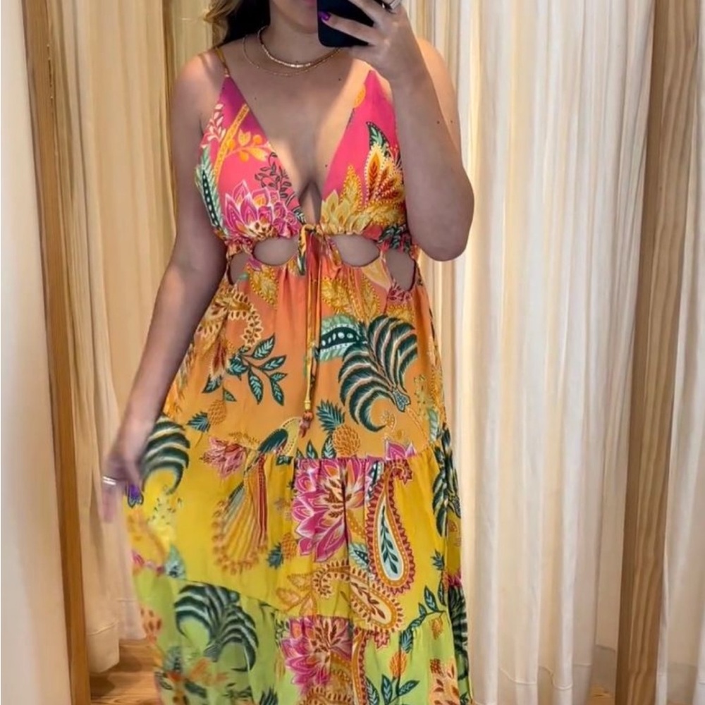 FARM RIO Brazil Tropical Floral Maxi Dress